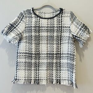 Chic Tweed Fringe Top Blouse Business Size Medium/Large